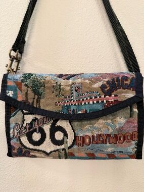 Vintage tapestry wallet purse, crossbody